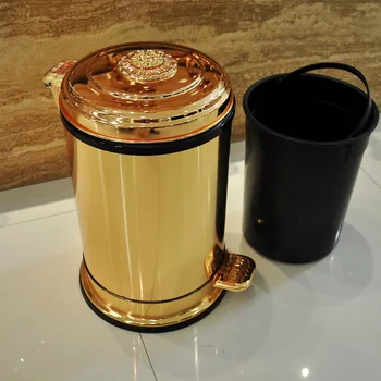 Европейское металлическое мусорное ведро, высококлассное креативное роскошное туалетное мусорное ведро из нержавеющей стали высшего качества с крышкой, гостиничная кухня, ванная комната