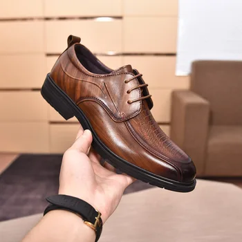 Деловые модельные туфли из натуральной кожи, Свадебные туфли-Оксфорды ручной работы в Британском стиле, Дышащие туфли с перфорацией типа 