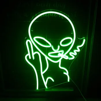Акриловая неоновая Вывеска Внеземной светодиодный креативный дизайн Настенный светильник Alien Wall Art Подарок на заказ