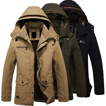 Модная новая зимняя мужская утепленная хлопчатобумажная куртка, теплая повседневная парка с капюшоном, большие размеры 4XL, верхняя одежда, Армейское зеленое военное пальто