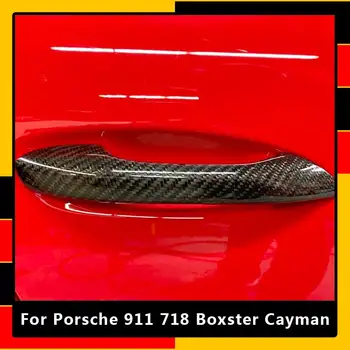 Для Porsche 911 718 Boxster Cayman 2016-2020 Настоящее Углеродное волокно Дверная ручка Крышка Отделка Украшения Аксессуары Для укладки автомобилей