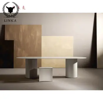 Скандинавский дизайнерский светлый роскошный стол из массива дерева, длинный рабочий стол, белый простой бытовой прямоугольный обеденный стол