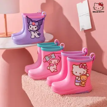 Kawaii Sanrio, подлинный аниме Kuromi My Melody Cinnmoroall, детская непромокаемая обувь для мальчиков и девочек, непромокаемые ботинки, противоскользящая резиновая обувь