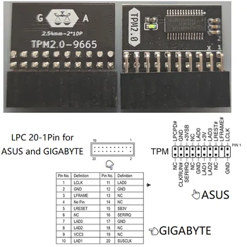 Одиночный пакет 20-1 Pin 2* 10P TPM2.0 Модуль TPM GA 20-1 Pin Защитный модуль для Gigabyte ASUS Platform Protection Module