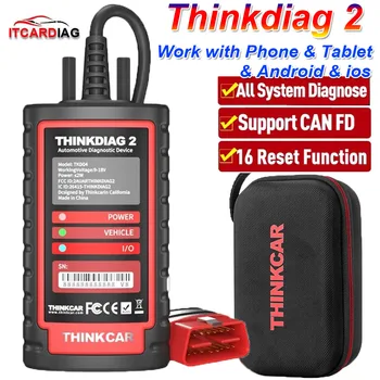 2023 THINKCAR ThinkDiag 2 THINKDIAG2 ВСЕ марки автомобилей Canfd Протокол CAN FD 16 Функций Сброса OBD2 Диагностический Инструмент Активный Тест