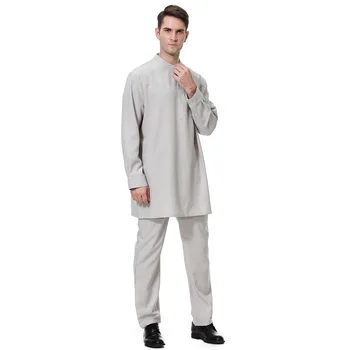 Мусульманская Мужская Одежда Мода Jubba Thobe Abaya Musulmane Homme Кафтан Комплект Свободного Платья Дубай Саудовская Аравия Пакистан Исламский Халат