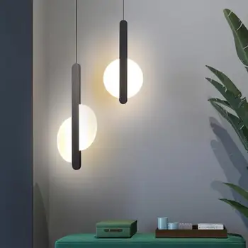Скандинавский прикроватный подвесной светильник, длинная линейная лампа, роскошный черный минималистичный фон, настенный подвесной светильник для спальни, светильник для украшения спальни