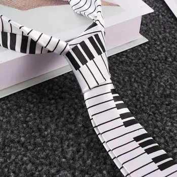 Подарки, маскарадное платье, модный классический музыкальный галстук, узкий галстук, черно-белая клавиатура для фортепиано, галстук