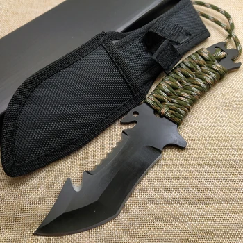 Новый открытый Портативный нож с фиксированным лезвием, 440C, Титановый карманный походный нож из нержавеющей стали, Охотничьи Прямые Ножи + Нейлоновые ножны
