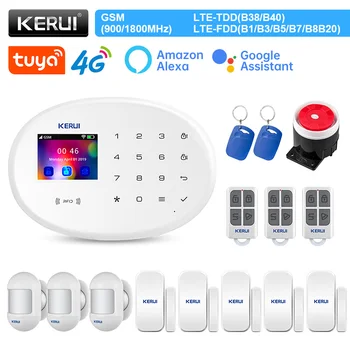 KERUI Охранная сигнализация для дома W204 4G и WIFI сигнализация с аксессуарами для дома, датчиком движения, проводной сиреной