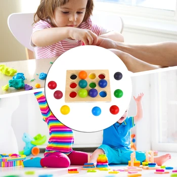Доска для подбора формы, игрушка-сортировщик цветов с 12-цветными бусинами, Интерактивная логическая игра для малышей