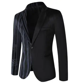 Новый осенний мужской костюм с рисунком сращивания, однобортный приталенный костюм из смеси хлопка, пальто, куртка A139