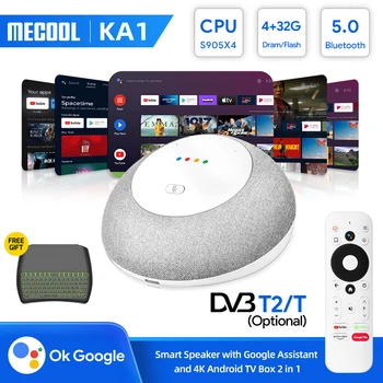 MECOOL Домашний Смарт-Динамик KA1 TV Box с Оригинальным Голосовым помощником Google 4 + 32G Amlogic S905X4 2 Фирменный WIFI 2,4 G/5G Медиаплеер