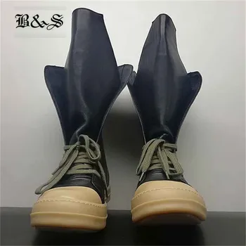 Black & Street 2018 S/S Эксклюзивная резиновая подошва, реальное изображение, Высокие кроссовки, Новые Роскошные Кроссовки из натуральной кожи, H Boot