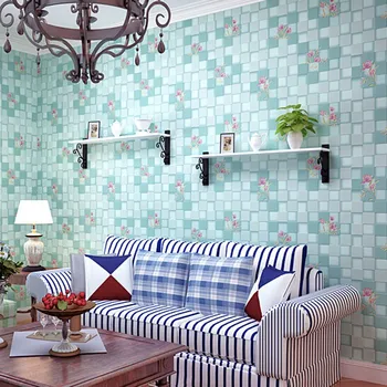 beibehang 3D обои нетканые мозаичные обои в рулоне с цветочным рисунком, настенное покрытие для комнаты девочек, украшение дома, синий/розовый