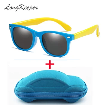 Детские солнцезащитные очки LongKeeper Mirror с футляром для мальчиков и девочек, Поляризованные силиконовые защитные солнцезащитные очки, подарок для детей Baby UV400 Gafas