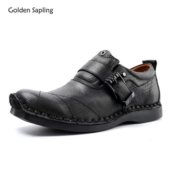 Мужские Лоферы Golden Sapling, повседневная обувь из натуральной кожи в стиле ретро, туфли на плоской платформе, обувь для отдыха и вечеринок, Классическая мужская деловая обувь