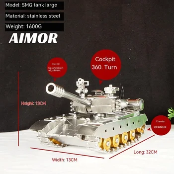 AIMOR, классическая модель танка из нержавеющей стали, украшения, вращающаяся пушка, может мобилизовать детские подарки, высококачественное украшение