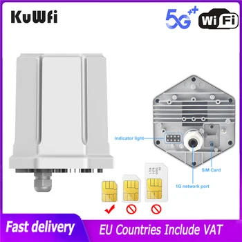 KuWFi 5G WiFi Маршрутизатор 300 Мбит/с Наружный Беспроводной Маршрутизатор NSA SA 4G/3G Точка доступа Wi-Fi Со слотом для sim-карты IP66 Водонепроницаемый Для IP-камеры