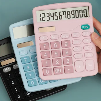 Синий Розовый 12-значный настольный Солнечный калькулятор, Большие Кнопки, Финансовый Бизнес-бухгалтерский инструмент для офиса школьника