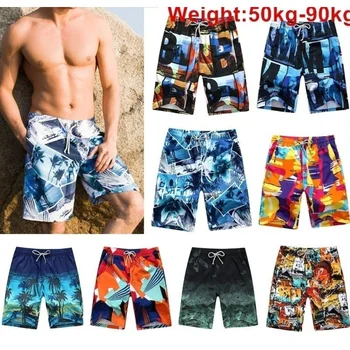 Летние мужские пляжные брюки Большого размера, брюки для отдыха, быстросохнущие спортивные шорты, 30 стилей, случайный цвет