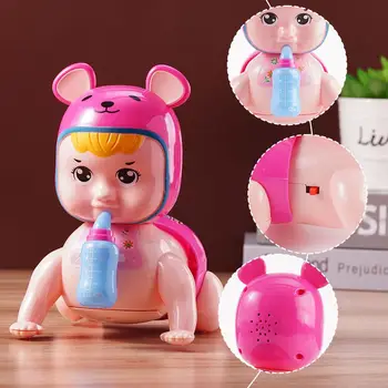 Электрическая музыкальная кукла-ползунья для младенцев 0-1 года, 6-18 месяцев, Детская кукла-ползунья из бутылочки, интерактивная игрушка для Ba Q6K6