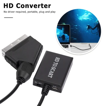 Портативный конвертер Smart SCART в HD-совместимый с кабелем Конвертер 720P/1080P Переключатель Видео Аудио Адаптер для HD TV DVD