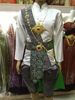 Традиционная одежда Таиланда для Мужчин, Белые Топы с воротником-стойкой и длинными рукавами, Шаровары, Фотография, Костюм для фестиваля Сонгкран, Тайский