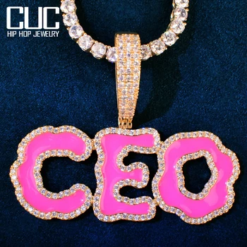 CUC Розовое масло, буква с именем, Подвеска на Заказ, хип-хоп ожерелье Для Мужчин, женщин, твердые украшения из кубического циркония