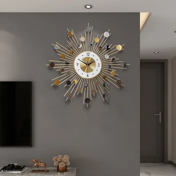 Золотые роскошные настенные часы, офисные электронные современные металлические умные настенные часы, Скандинавский минималистичный стиль, Креативный домашний декор