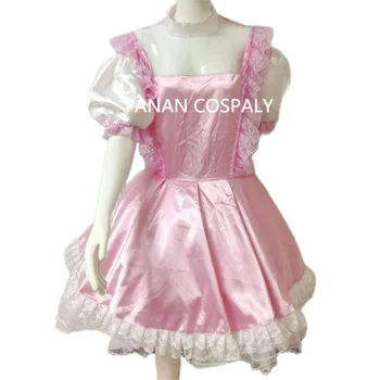 Разноцветное взрослое Гигантское детское Сексуальное платье для девочек, Розовое Тонкое шелковое платье Сисси с коротким рукавом, платье горничной для ролевых игр, Готический настраиваемый замок