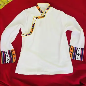 Китайская тибетская женская рубашка Весенние топы с длинными рукавами в этническом стиле Традиция