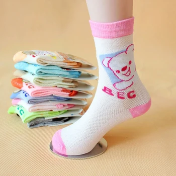 5 пар весенне-осенних сетчатых дышащих хлопковых детских носков с рисунком милого медведя из мультфильма, детские носки от 1 до 10 лет, носки для мальчиков и девочек