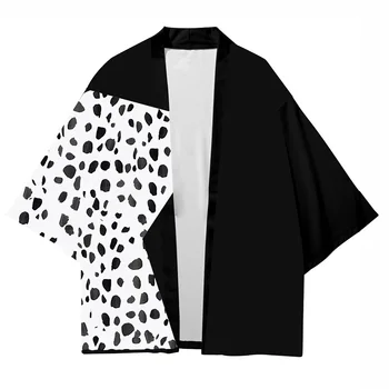 101 далматинец, плащ Cruella, пальто, черно-белый кардиган, кимоно, халат, костюмы