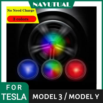 Светодиодная лампа ступицы колеса для Tesla Model S X 3 Y Светящаяся крышка ступицы колеса Специального назначения Для модификации автомобиля Крышка ступицы 4 шт.