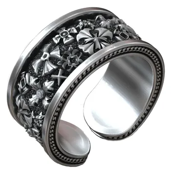 Мужская цепочка с мальтийским крестом, Байкерское открытое кольцо из чистого серебра 925 пробы, Богемный дизайн