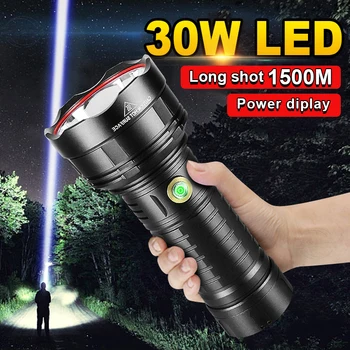 Новые мощные светодиодные фонари Super Power 30W Перезаряжаемый фонарь Long Shot со световой чашкой Водонепроницаемый открытый походный прожектор