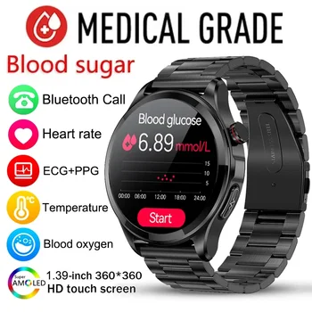 2023 Точное Измерение уровня сахара в крови Смарт-Часы Мужские Bluetooth Call 1,39 Дюймов 360*360 HD Экран Спортивные Сердечного Ритма Здоровые Умные Часы