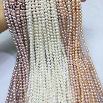 LVQIQI бусины из натурального пресноводного жемчуга качество 36 см перфорированные свободные бусины DIY женское ожерелье, браслет, производство 7-8 мм, 3 цвета
