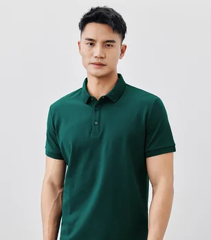 W4658-Мужская повседневная рубашка поло с короткими рукавами, мужская летняя новая однотонная футболка с отворотом и короткими рукавами. J8511