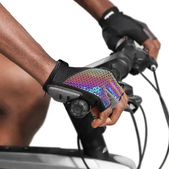 Новые Велосипедные перчатки MTB, велосипедные перчатки на половину пальца, мужские перчатки для ночного катания, Летние спортивные перчатки для фитнеса, нескользящие дышащие спортивные перчатки