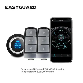 EASYGUARD онлайн GPS трекер IOS Android GSM 4G 3G 2G PKE автозапуск запуск двигателя остановка дистанционного запуска охранная автомобильная сигнализация