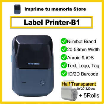 Принтер этикеток Niimbot B1 Портативный Мини-производитель штрих-кодов для пищевых продуктов, бирки для одежды, Беспроводной принтер для мобильного телефона с Bluetooth