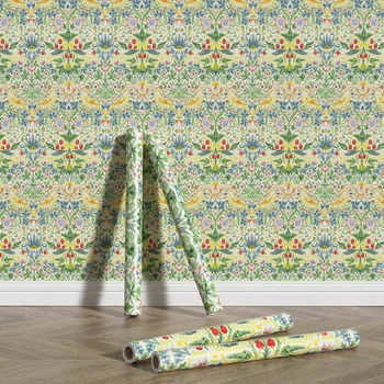 Виниловое роскошное винтажное самоклеящееся украшение для дома, ботанические водонепроницаемые съемные обои, обои с цветочным принтом