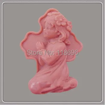 Форма для мыла с цветами в форме девушки, молящейся, форма для украшения торта, ручная форма для мыла ручной работы, оптовая продажа