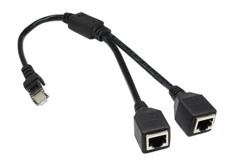 RJ45 от 1 штекера до 2 Штекерных разъемов LAN Ethernet Сетевой разветвитель Y Кабель-адаптер 0,25 м