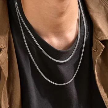 Мужские ожерелья с цепочкой в елочку шириной 2,4 мм, серебристый цвет, Водонепроницаемый металлический ошейник из нержавеющей стали, подарок для него, ювелирные изделия