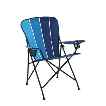 Складной садовый стул с подстаканником, прочная стальная рама, поддерживающая нагрузку до 350 фунтов, синий