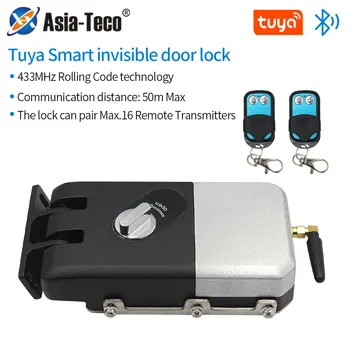Tuya smart Невидимый Беспроводной Электрический Умный замок с дистанционным управлением 433 М Tiger Lock + Bluetooth Шлюз к WIFI/APP BLE/Дистанционное управление