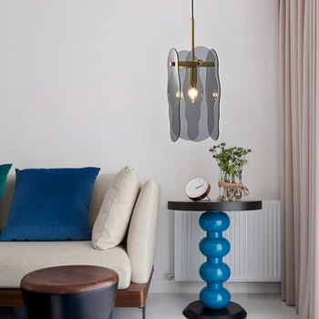 Прикроватный светильник для спальни в скандинавском стиле, украшение дома, вилла, роскошная стеклянная текстура, волна воды, креативная люстра
